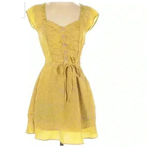 Jessica Simpson yellow floral print‎ bow tie dress size M